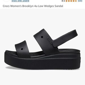 CROCS Black Wedge Sandals with Platform Sole